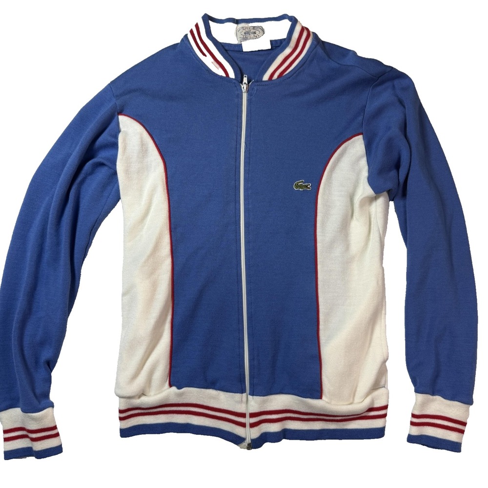 Vintage 70's IZOD Lacoste Track Jacket Mens S/M Blue Red White Full Zip USA